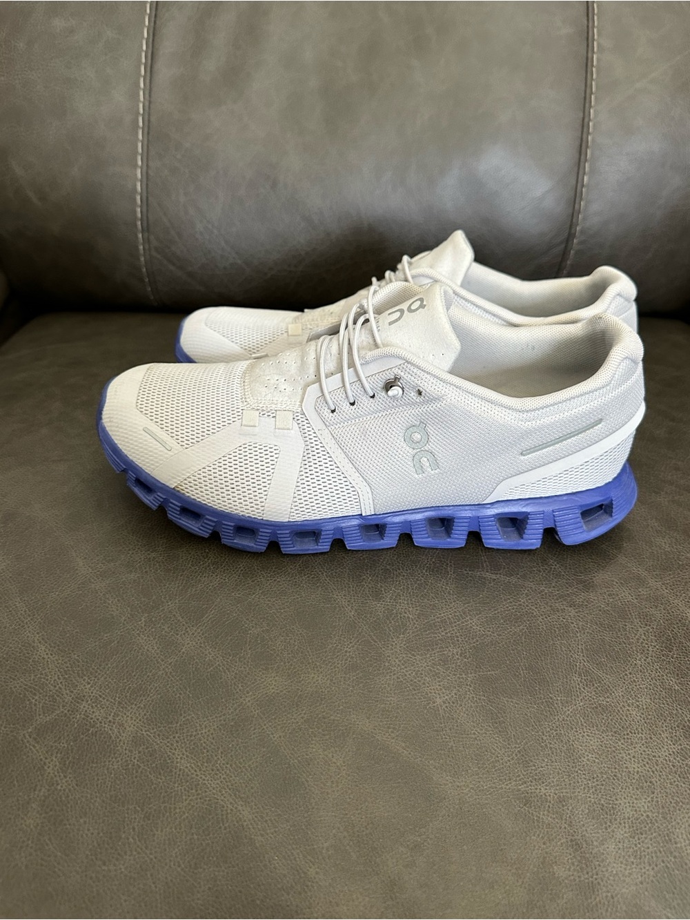 On Running White Mesh Trainers with Light Gray Accents